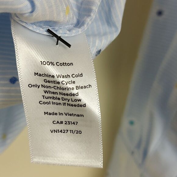 Talbot's Petite Cotton Daisy Print Button Front Long Sleeve Blouse Top - Picture 8 of 10